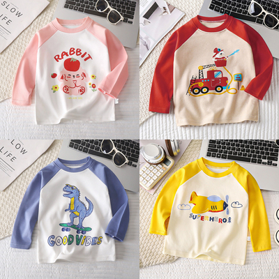 男童长袖t恤春秋季2025秋装新款女童a类纯棉打底衫宝宝儿童上衣