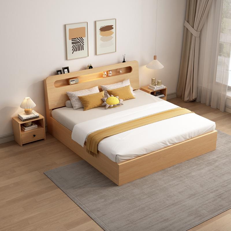 实木板床简约现代1.5米双人1床卧出租房屋家木箱榻榻米.2单用主人