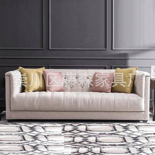 美欧式 小户CYW型客厅拉扣 布艺发发现代布艺沙组合三人位沙式