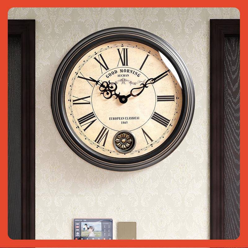 △20Fh(^l$p#古25款复欧式挂钟轻奢客厅简约新挂墙钟表现代式美时
