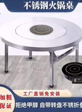 特厚不叠锈钢折桌转盘圆户外吃桌饭用家商用餐饮流水席LUD餐桌大