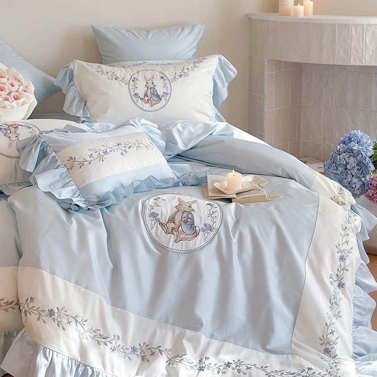 小1新可爱00SAAT澳棉纯棉四件套卡通拼清接刺绣全棉被套上用品床1