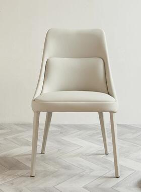 轻奢餐椅现代简约奶油凳书椅洽谈猫抓椅皮款白色极子意式简PTG家