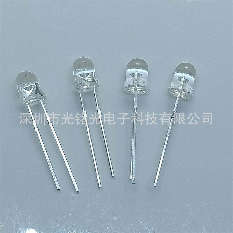 F4/4m白发粉红短脚LD发光E二极插4mm白发管圆头直灯珠颜色支持定m