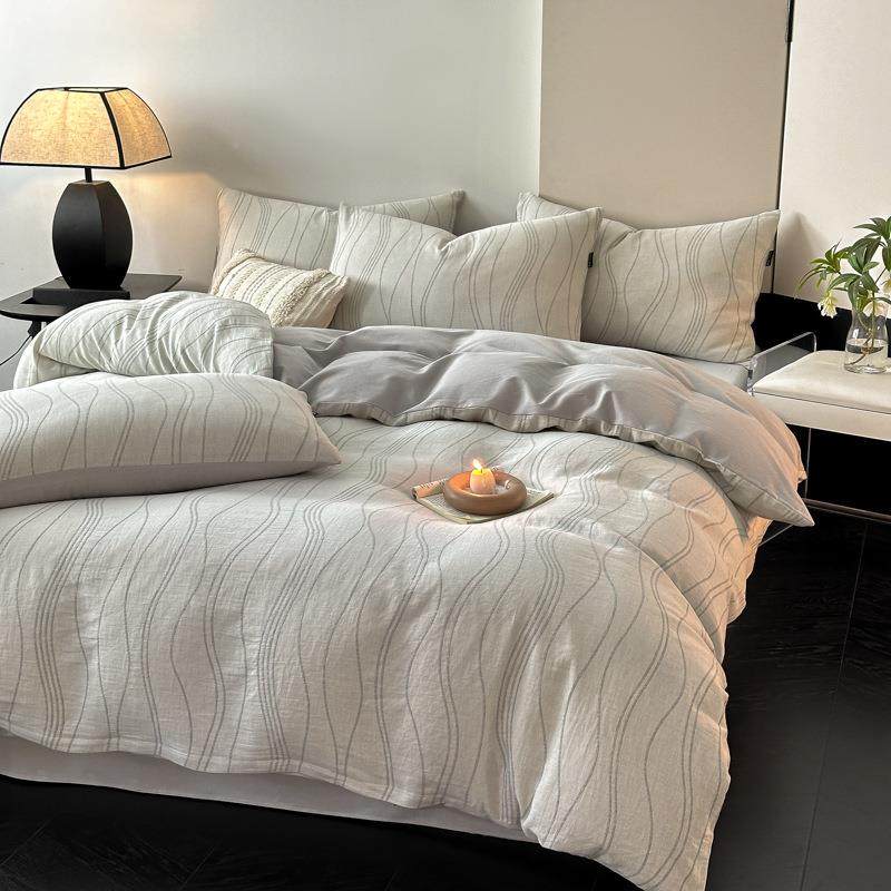 2025秋新款纯棉A类三层纱加厚磨毛大提床花QOU冬四件套单被套三件