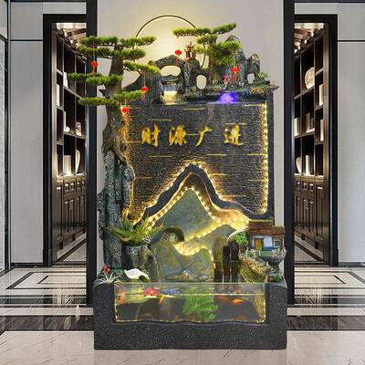 山流水喷泉水幕墙AIG风大型摆件创意家屏鱼缸假客厅庭院水居景观