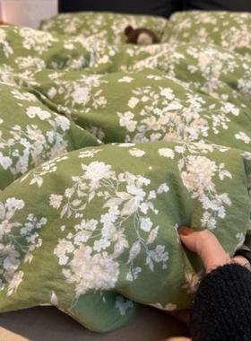 无品牌/A类爆双层纱总汇母婴级纯棉双通件层纱上床四套小清新卡床