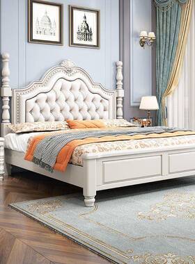 床美式实木床1.婚8包米双人床2m轻YVG奢高档欧式大床主卧软储物床
