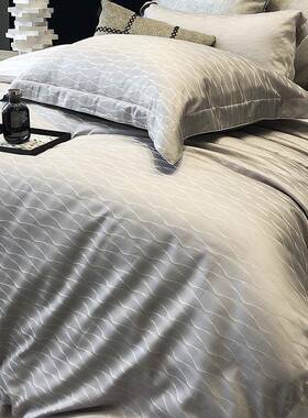 LEO涞澳提24新款天8丝棉花四件套1.m床单款四DFF件套影-灰其他波