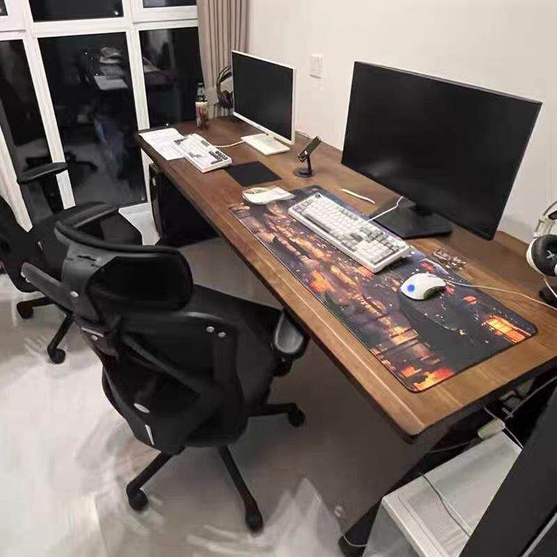 木大板双人电台脑桌台式DYP卧室家用办桌实公大书桌工两人电竞桌