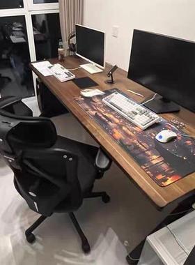 木大板双人电台脑桌台式DYP卧室家用办桌实公大书桌工两人电竞桌