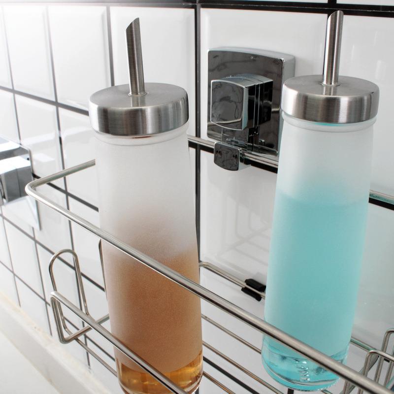 沃舜浴室置物架孔免打吸洗篮卫生间盘收纳架洗漱不锈钢肥漱HB-031