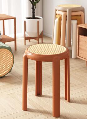 塑?料餐凳子家用可叠放圆凳现代简YYY-123约客厅古餐桌凳备用中仿