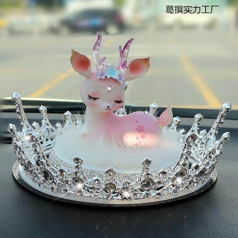 一路平安鹿汽车装饰品摆件钻女中控TJB台车载用品镶车上神内款高