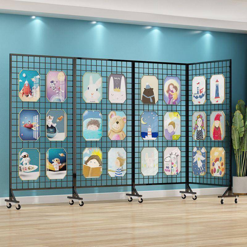 折叠移动网格展示123456架学校幼儿展园绘画作品架外览美户术书画