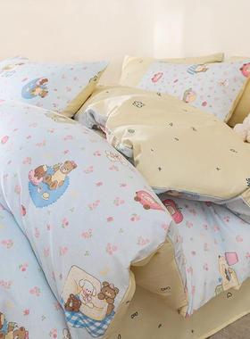 纯CXT棉四件套小清可爱全棉205新床单被新套款罩宿舍三件套床上2