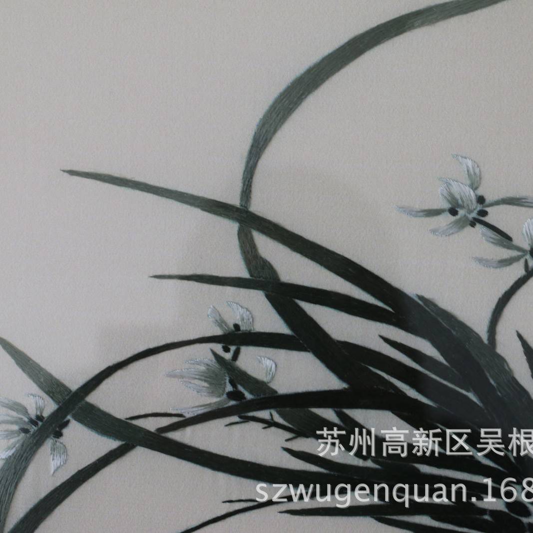 苏绣梅兰竹菊带框成品客厅书房装饰画苏州手工刺绣画四联幅图片