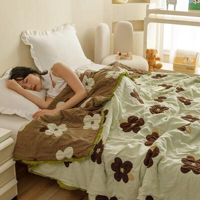 棉纱布冬秋被云朵纱泡芙五被春秋棉被纯UZY棉层纱加厚保暖被毛巾
