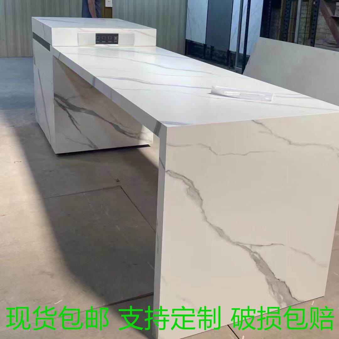 水晶蓝岩板岛台餐一体家桌用简轻奢现代约厨房台翠无品牌/面绿色