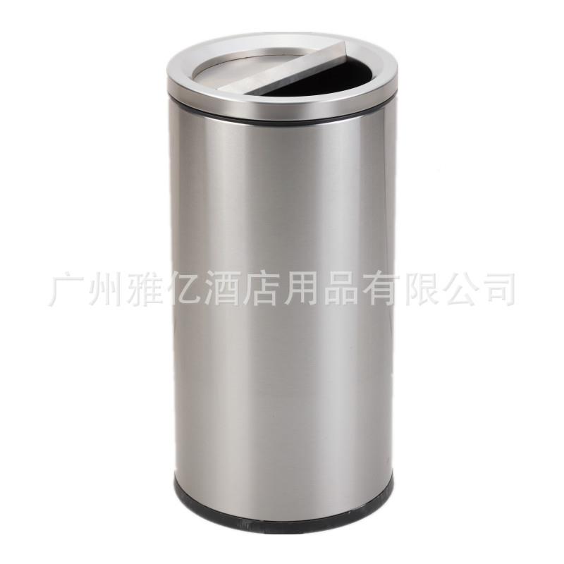 酒店大堂立式翻盖形带烟缸果港皮桶大号式桶不锈钢灰W-2商用圆垃