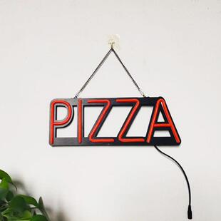 网LED霓虹披萨店红潮流字装饰灯灯发光广LEDNEON-母告牌个性