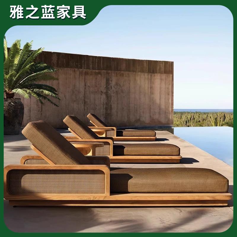 外柚木沙发防水沙防晒户外庭SSZ椅院发桌椅花园户酒店室外沙发躺