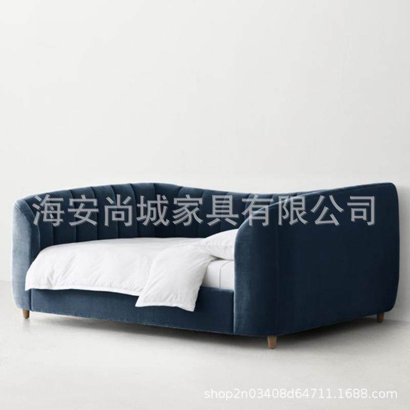 美软包实木沙发床欧式轻奢公主布艺人发法式儿式F-1童单软沙包床