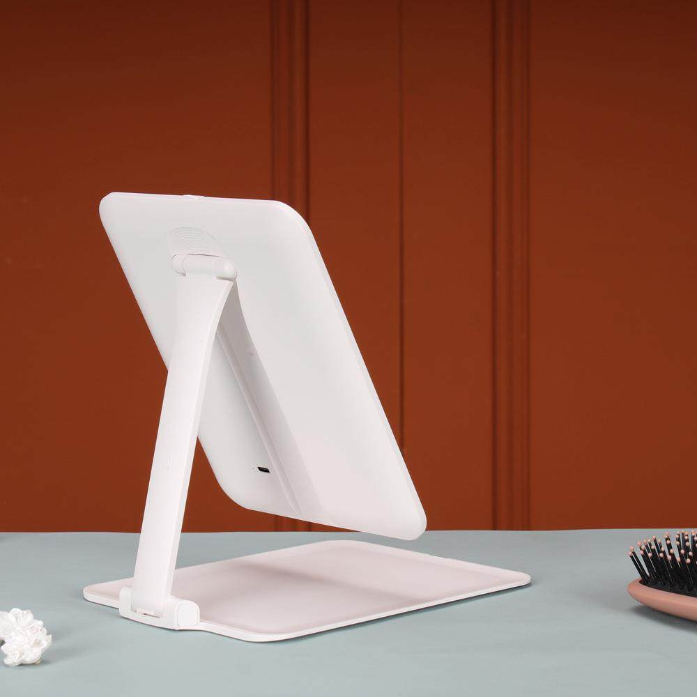 方形LED折叠化妆镜子梳3灯光美妆色镜可调行光PGU智能妆镜旅镜子