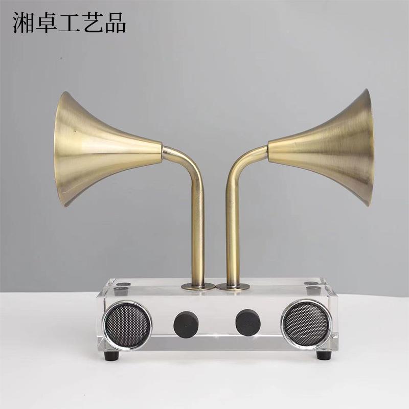 创意古晶喇叭播音机摆件板房样售楼部卧室书房桌复面无品牌/软水