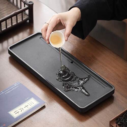 乌金石整F78TT5SM块小型用中式茶茶台盘干形湿分离排水式长家茶具