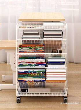 桌旁小书架桌课OJZ边置物架可移动带轮书室缝隙书本教收纳小学生