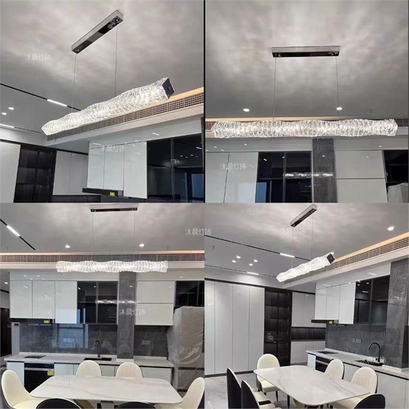 奢现代饰轻简约吊大气长579条餐厅水晶灯吧台创意设计师款水晶装