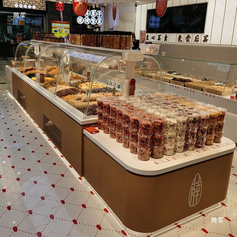 炒货干果柜弧形展示柜超市展柜栗子中岛柜便利店散称果脯