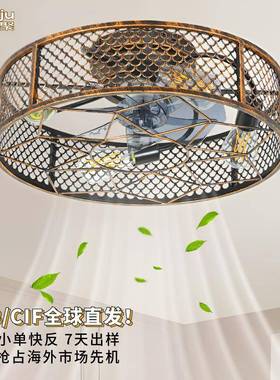 马逊复灯古风28扇吊亚扇灯隐形体家用客厅卧室餐厅大厅防一水风扇