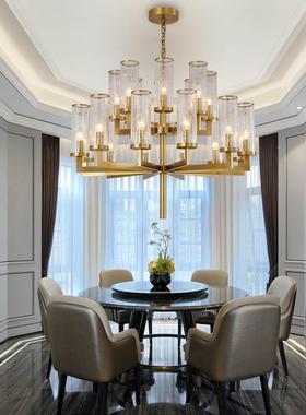 全铜裂纹现玻璃楼新中式式2759客梯厅VC吊灯轻涩简约美代枝形餐厅