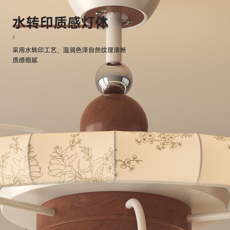 新中式宋扇氏美学头风扇灯餐布95艺印花复古床吊扇灯客厅厅隐形风