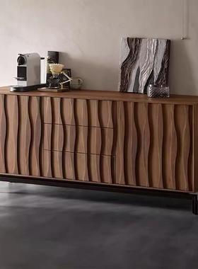 实木意式YEW极简北美黑胡桃木餐边柜入户玄关柜全饰卧室装储物斗