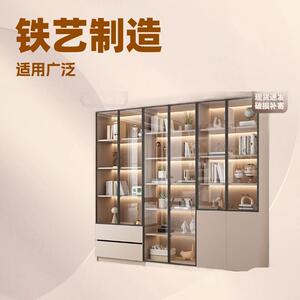 新中式书墙展柜一门到加高客厅带玻璃门VCN示储物柜家用书顶房门