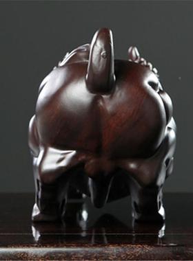 黑檀木牛气冲天木质牛摆件木制量市股牛十二14575生雕肖大现货/根