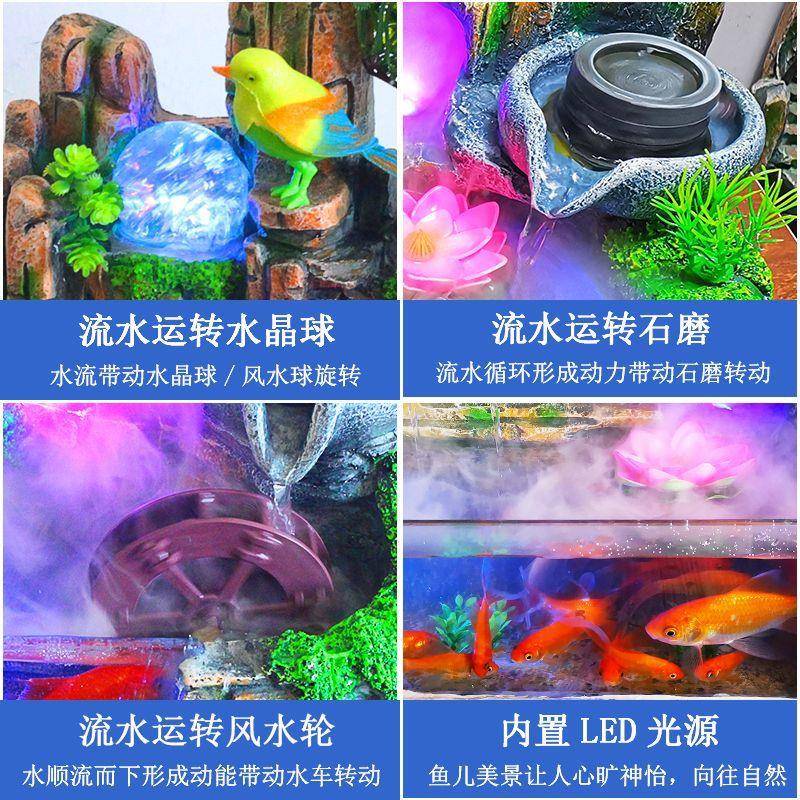 招财风水轮缸客含加树小摆件厅HBI假山流水喷泉桌面办公室装饰鱼
