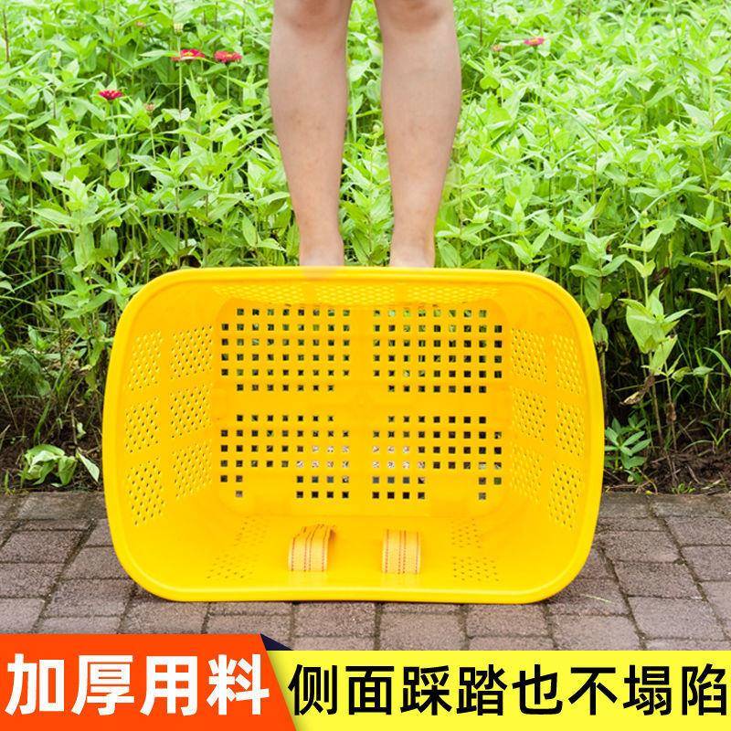 竹编塑料户背篓黄色镂空家用仿仿竹编塑编外胶背篼织收纳果蔬篮储