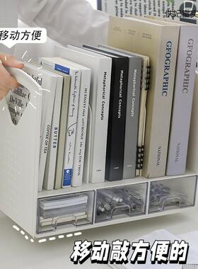 收桌面纳盒办放书本文KGP件置物室架宿公舍学生书桌上抽屉式书立