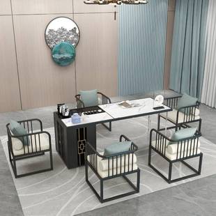 新中式 阳茶台YXY茶桌椅组合家轻奢用岩板泡办茶台公书桌桌一体两