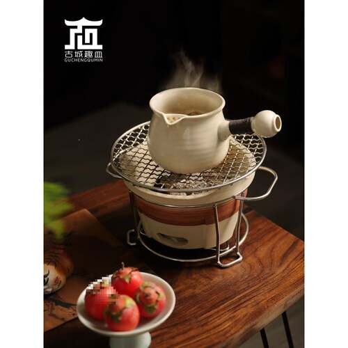 可干烧F969M8M7烤茶罐把粗陶壶煮茶日电式陶炉炭炉侧围炉罐罐白黑