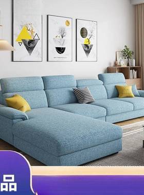 202户5新款可尼拆洗雪尔棉麻布艺沙发直家用客厅小型EEN现代简约