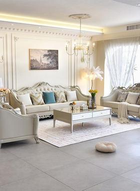 式实客法式轻奢木沙发小户型别墅单REM双三美人位高端大气组厅合