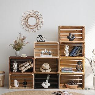 实木储物市复陈列985木箱收箱纳木框箱水果木筐木条箱古木箱超子