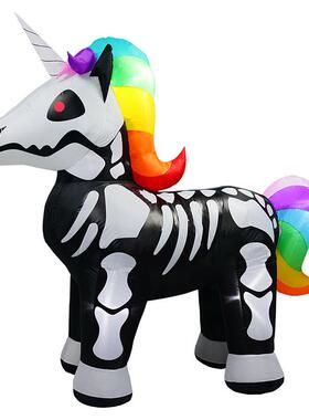 跨境彩光色发ELD灯IQL充气骷髅气模圣节气模装万饰充气饰品