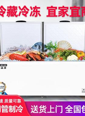 柜商冰用18067冷链大容冷量式冷藏冻两用铜卧管冷冻柜双温冰箱雪