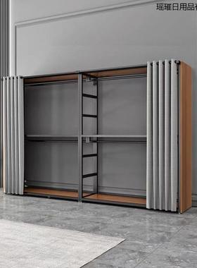 简约步入落地架子卧室金属铁艺开框架挂衣架木放NII式衣柜帽间钢